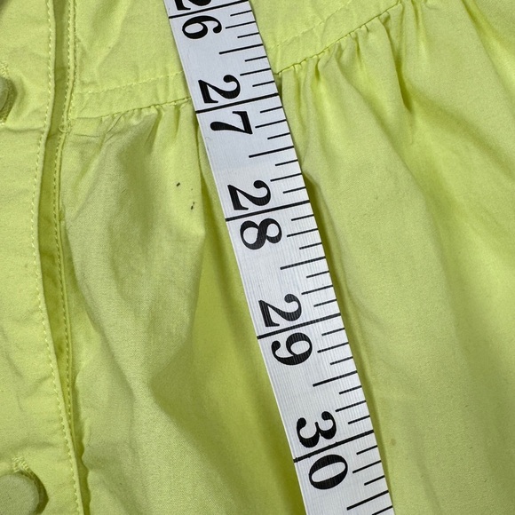 J.Crew Puff Sleeve Cotton Poplin Popover Button Neckline Neon Yellow Blouse 2 - Picture 4 of 10